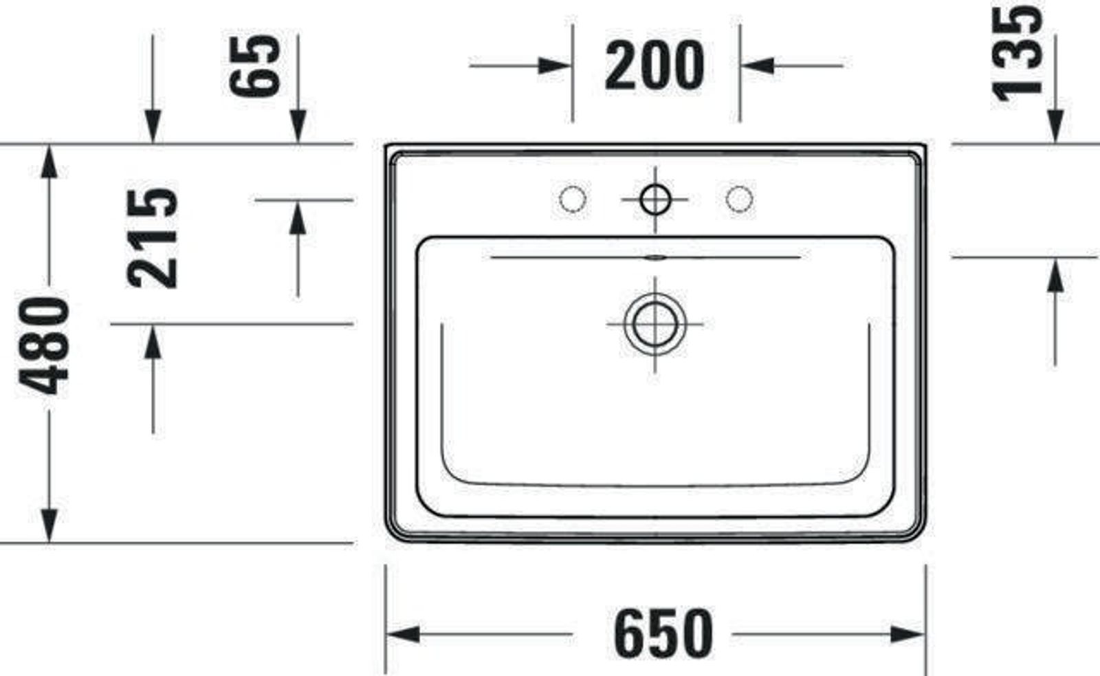 Duravit Möbelwaschtisch D-Neo, 650mm, we mit HLB, 1 HL