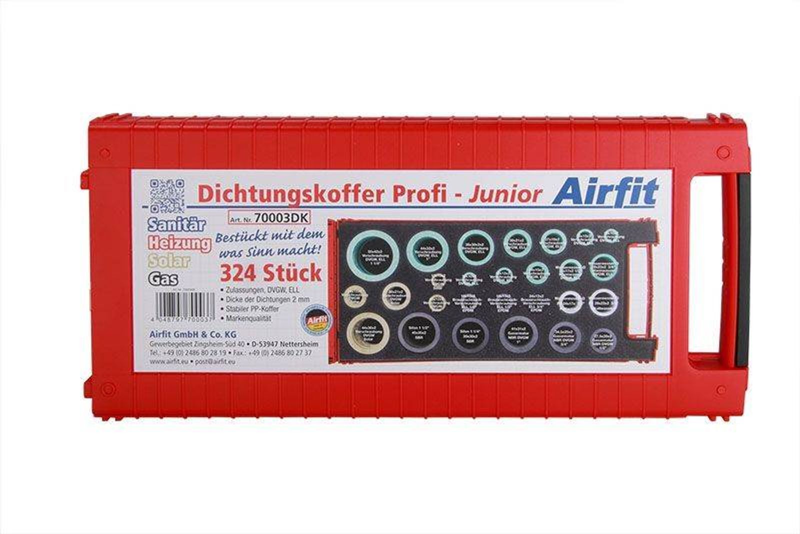 Airfit Dichtungskoffer Profi Junior Sanitär, Heizung, Solar, Gas - 324 Teile