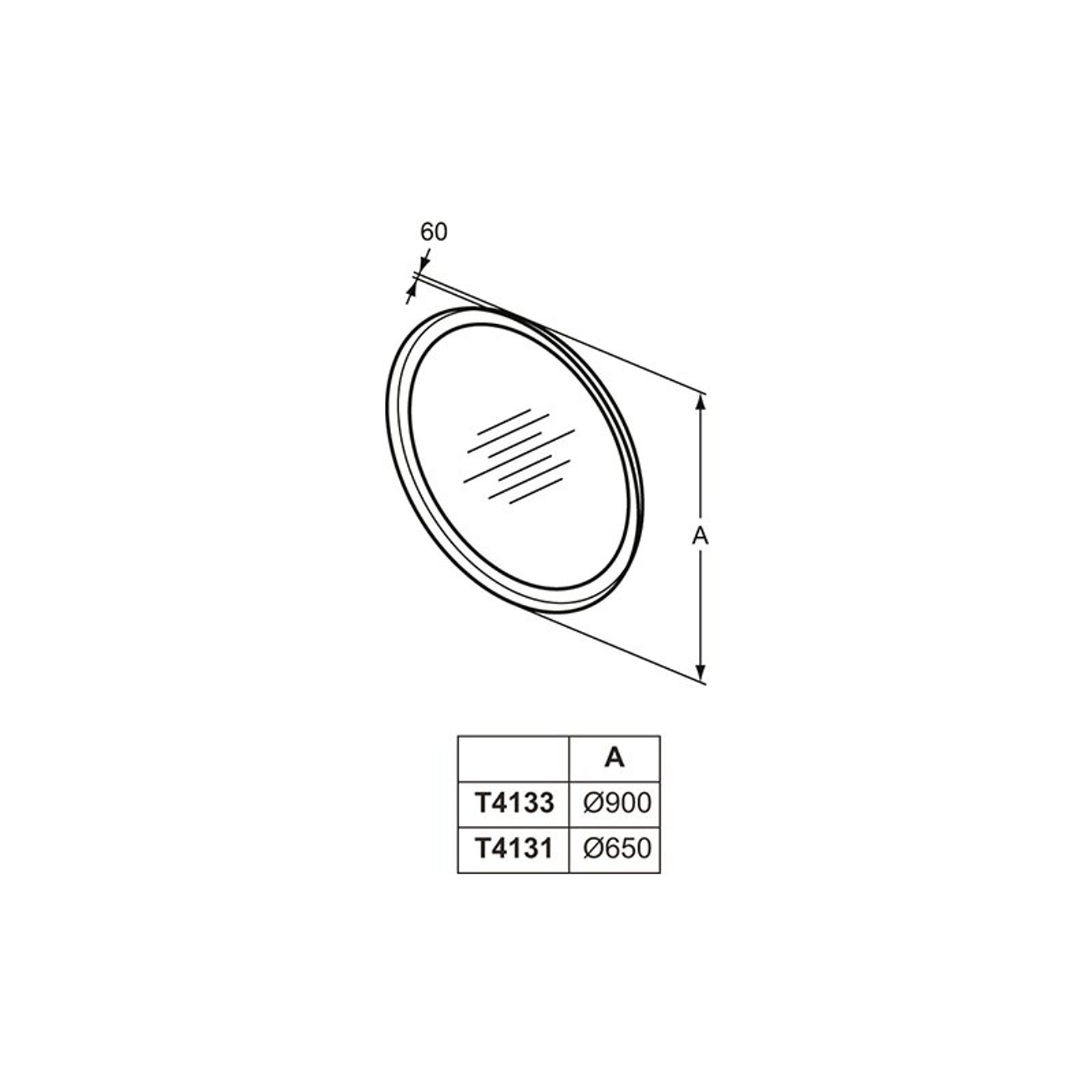 Ideal Standard Spiegel Conca, rund, m.Am Rahmen schwarz, 30W, 650x60mm