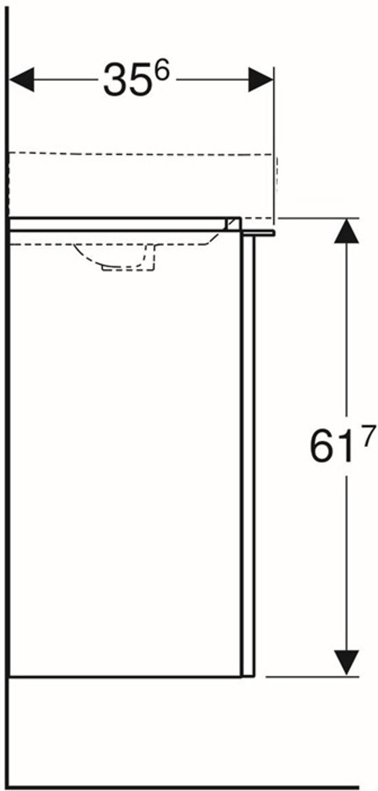 Geberit Smyle Square US für HWB, m. 1 Tü 44,2x61,7x35,6cm, weiß