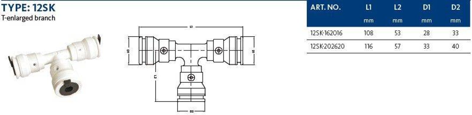 Aluverbund Steckfitting Henco Vision T-Stück Mittelabgang erweitert 20 x 2 - 26 x 3 - 20 x 2