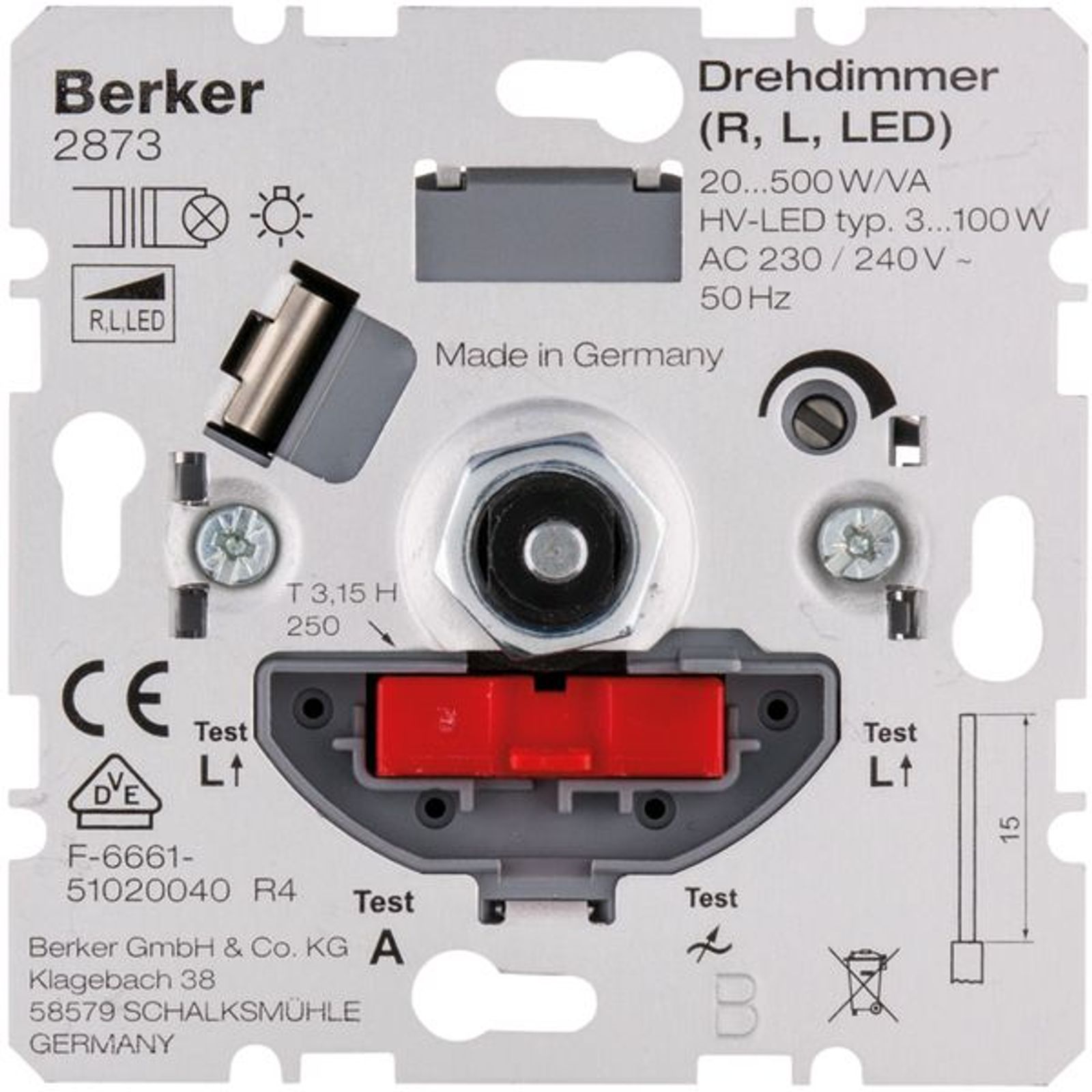 Berker 2873 Drehdimmer NV mit Softrastung Hauselektronik
