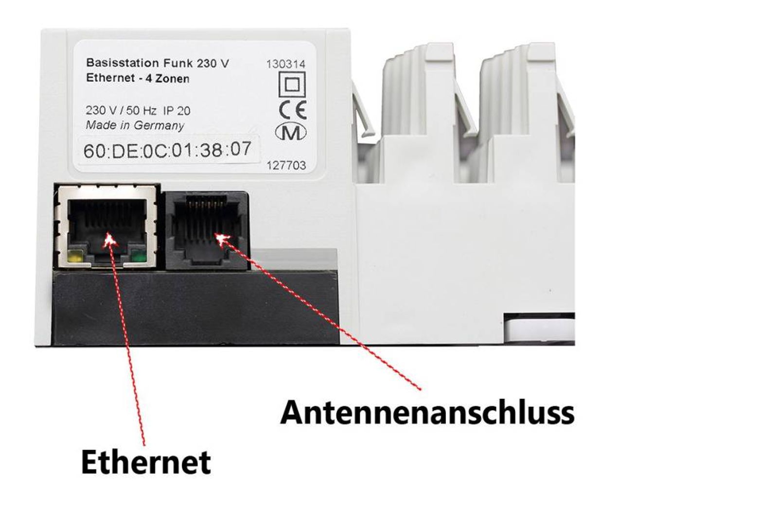 Möhlenhoff Anschlussleiste Alpha 2 Basisstation Funk 230 V, 4 Zonen, Ethernet